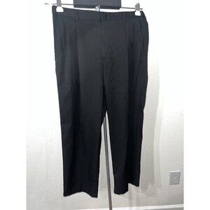 Haggar Q Quality Pleated Black Dress Pants Men 38X29 Flex Band